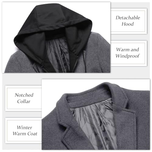 Image of APTRO Men's Wool Trench Coat Hoodie Winter Top Coat