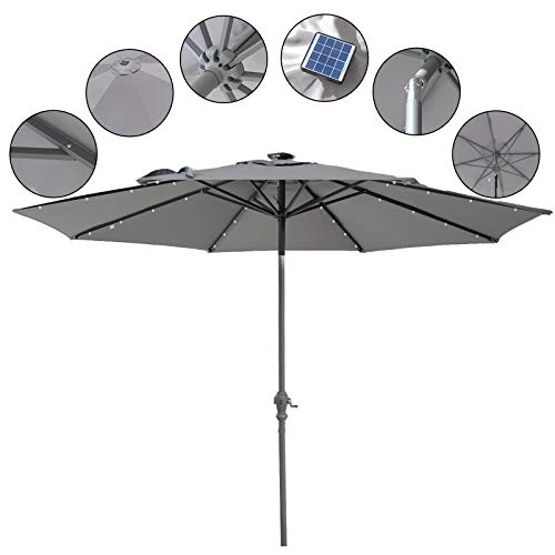 Caymus Patio Umbrella Outdoor Led Umbrellas Solar Powered Umbrella With 32led Lights Tilt And Crank Table Umbrellas For Garden Deck Backyard And Pool Gray Buy Online In Armenia At Desertcart