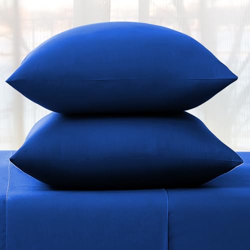 PRIME LINENS Pillow Cases 2 Pack Standard Size Microfibre Pillow Cover with Envelop Closure Wrinkle Fade Resistant Pillowcases Machine Washable (Royal Blue, 50 x 75 Cm | Pack of 2) - Image 2