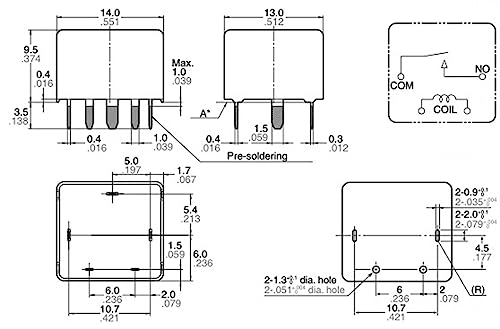 Relais CP1-1A-12V 4 broches haute performance pour commutation stable