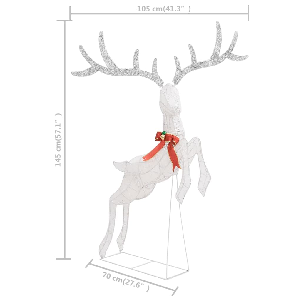 LED-Rentier Weihnachtsdeko mit 120 LEDs, Kaltweiß, Textilgewebe, 105x70x145 cm, 5 m Kabel, USB-Anschluss, für Innen und Außen, energiesparende Weihnachtsbeleuchtung, Lichterkette, Garten