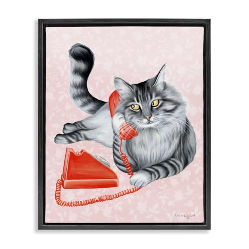 Expressive Manx Cat Botanical, 16 x 20 Inch Canvas in Floater Frame