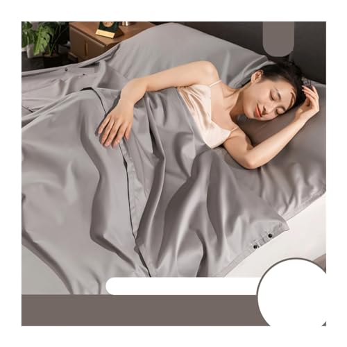 Forro para saco de dormir 100% algodón con cremallera, sábana de viaje para adultos, saco de dormir ligero para camping, hoteles, senderismo, uso individual y doble, esencial de viaje portátil