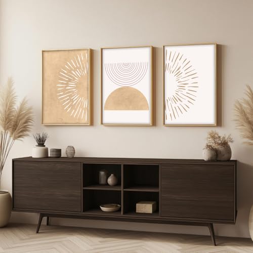 Image of ARTELLY Boho Decorative Modern Wall Art Print With Frame Abstract Paintings For Living Room Bed Room Hotel Wall Office Decor Poster Decoration 13x19 inch