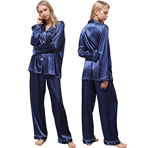 Women's Silk Satin Pajama, Ladieshow Ladies Sleepwear Long Sleeve Pajamas Set