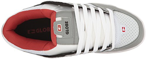Image of Globe Mens Fusion Skate Shoes, Grey /White /Red, 14 M US