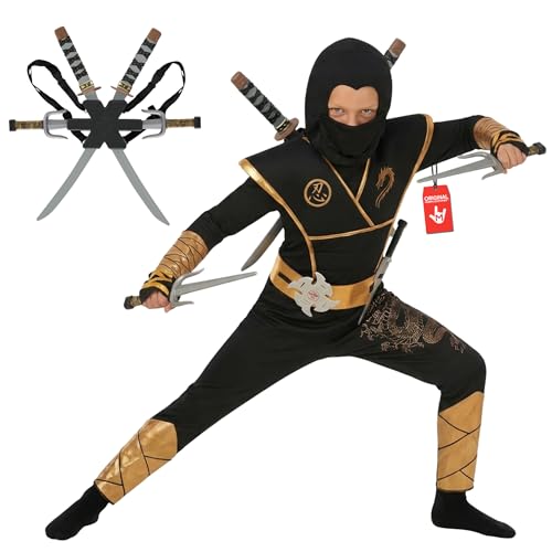 Disfraz Ninja Deluxe para Niños con Accesorios miniatura 1