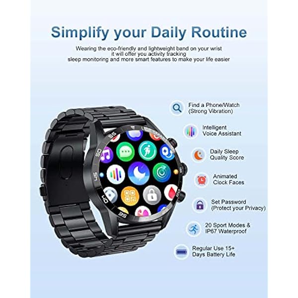LIGE Reloj Inteligente Hombre con Llamadas y Asistente Voz 1.32''HD Smartwatch con 2 Correas, Música Pulsómetro SpO2 Monitor Sueño 20 Modos Deportes Notificaciones Inteligentes para Android iOS