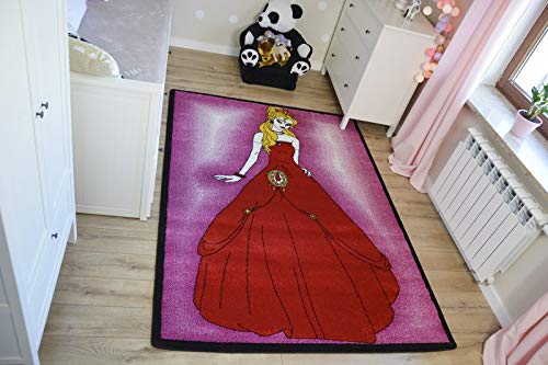 Tapis Kids Princesse Rose C425 grand format doux 280 x 370 cm