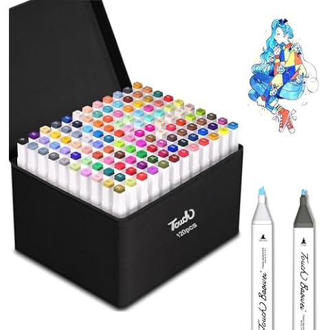 Alcohol Markers Set 120 Colors, Dual Tip Alcohol Markers Fine and Chisel, Alcohol Based Markers for Coloring Drawing Sketching Painting, Art Alcohol Markers for Adult Kids Beginner - White Barrel Cover
