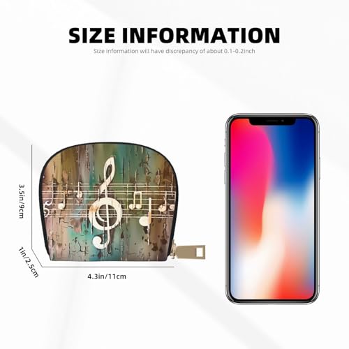 Music Note Printed Card Wallet for Women Men Cute Zipper Card Cases Holder Mini Coin Purse with 12 Card Slots3