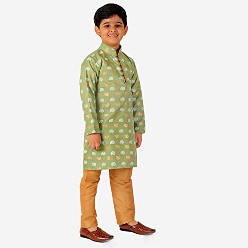 Image of Pro-Ethic Style Developer Kurta Pajama For Kids Boys | Cotton | Floral Print | Ethnic Wear (S-204)