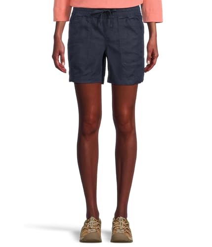 L.L.Bean Womens, Premium Linen 6″ Shorts, Classic Navy, 4