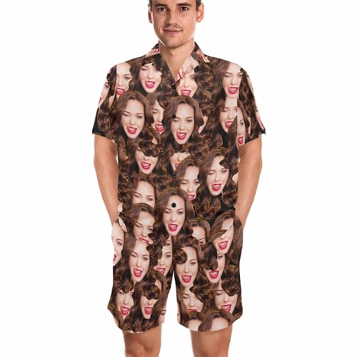 D-Story Custom Men’s Pajamas Sets with Face Personalized Sleepwear pjs Set with Pictures, Gift for Dad Husband Boyfriend