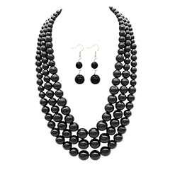 3 Strands Pearl Necklace Black