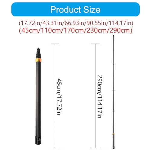 Perche à selfie extensible de 45 cm à 290 cm rigide et stable