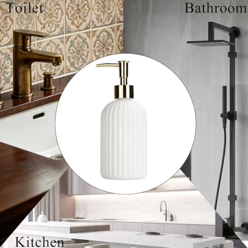 Image of Soap Dispenser 14Oz White Glass Hand Soap Dispenser for Kitchen Countertop