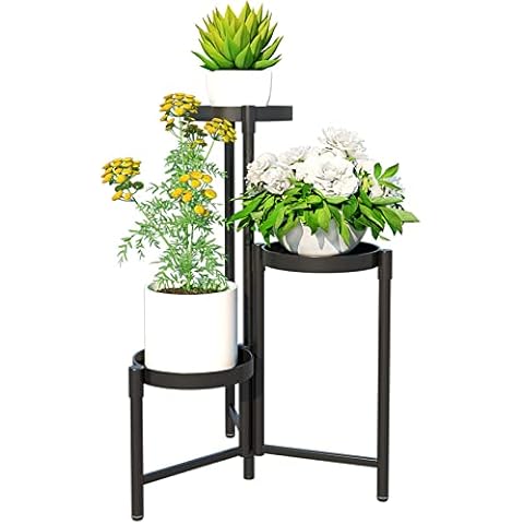 Metal Plant Stand Shelf for Indoor Outdoor Plants Multiple, 3 Tier Tall Tiered Flower Pot Holder Stands for Corner, Vertical Plant Rack Planter Shelves Organizer Decoration for Patio, Living Room, Balcony, Black Cover