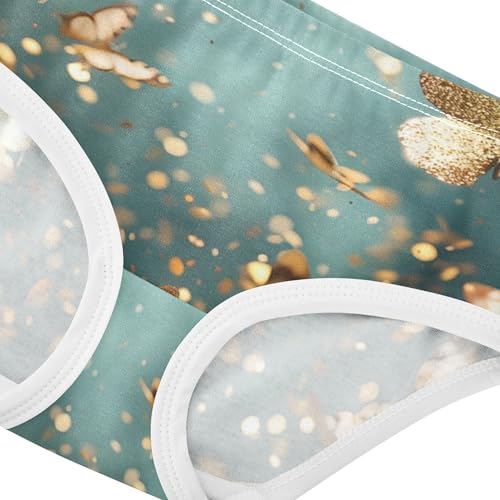 Teal White Golden Glitter Girl Panties Cute Toddlers Underwear Floral Cotton Animals Briefs Girls Undies 2t4