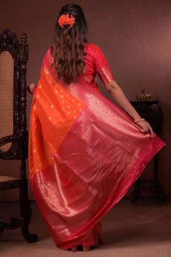 Image of SGF11 Women's Kanjivaram Pure Handloom Soft Silk Saree With Blouse Piece