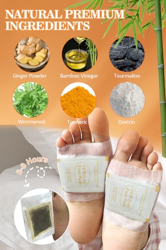 Image of TEWEAE 122-Count Ginger Foot Pads, Bamboo Vinegar & Mugwort Foot Patches to Sleep Better | Stress & Fatigue Relief | Relaxation Foot Spa for Tired Feet | Use During Sleep