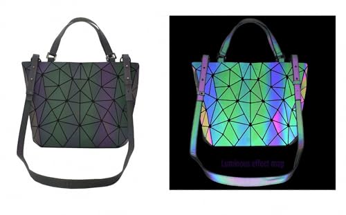 Geometric Luminous Tote Bag Holographich Purses and Handbags Flash Reflactive Crossbody Bag for Women3