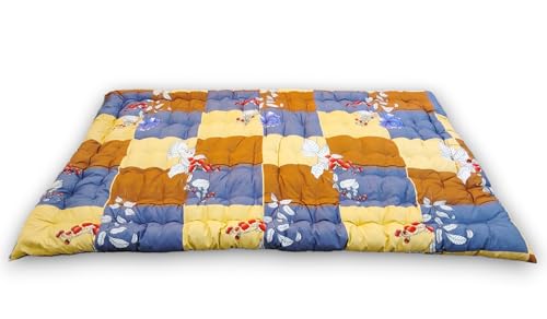 Image of Deevine Craft Soft Cotton Foldable Mattress - Lightweight, Firm Single Gadda | 3D Design Print, 72x36 Inches (3x6 ft) | Portable for Picnic, 1 Sleeping Capacity (Brown Check Mattress)