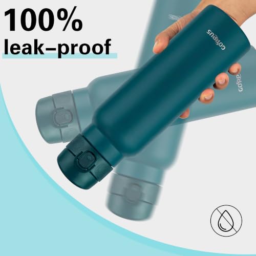 Image of GOPPUS 25 oz Insulated Water Bottle with Direct-Drink Lid,Keep Cold 24H,Leak-Proof Stainless Steel Bottle Ideal for the Gym,Travel,and Outdoor Use,Suitable for Teens and Adults(Blue)