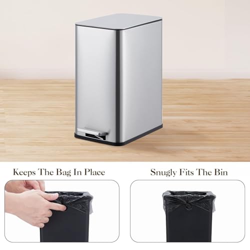 Caneca de basura rectangular de acero inoxidable 10L miniatura 5