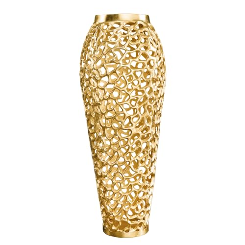 Riess Ambiente Filigrane Design Vase Abstract Leaf Gold 65cm Handarbeit...