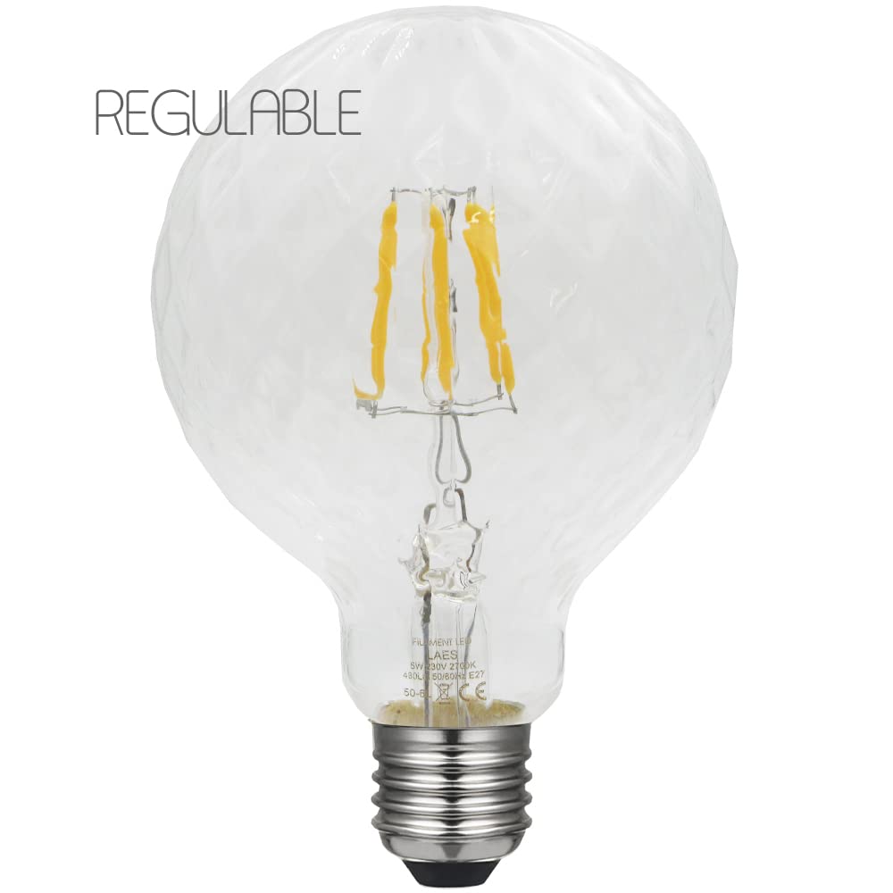 LAES 985467 Globe Diamond Soft Filament lampa LED E27, 5 W, 95 x 138 mm