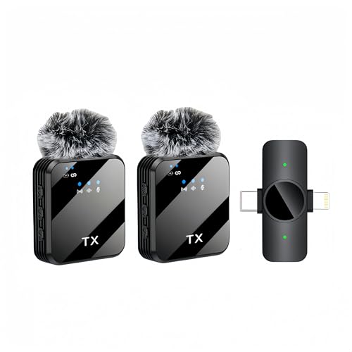 Image of GADGETSWEAR Dual Wireless K9 Lavalier Microphone Plug and Use for YouTube Recording Video, Collar Bluetooth Mic for Vlogging, Portable & Compatible Android, iPhone (F13 Mic)