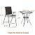 MCombo Patio Dining Set 5 Pieces, Black Outdoor Dining Table and Folding Chairs, Metal Frame Patio Wicker Furniture Set with Square Glass Table Top, for Lawn, Deck, Garden