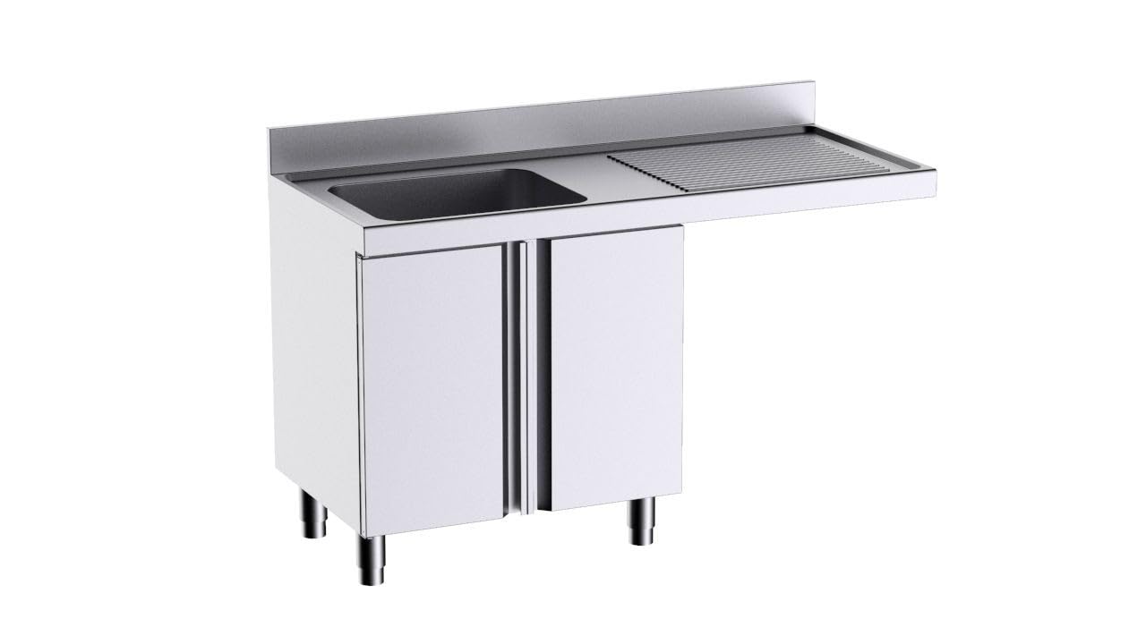 Meuble pour plonges L.1400mm avec Portes Battantes et Espace pour Lave-vaisselle - Distform - FP9146LD