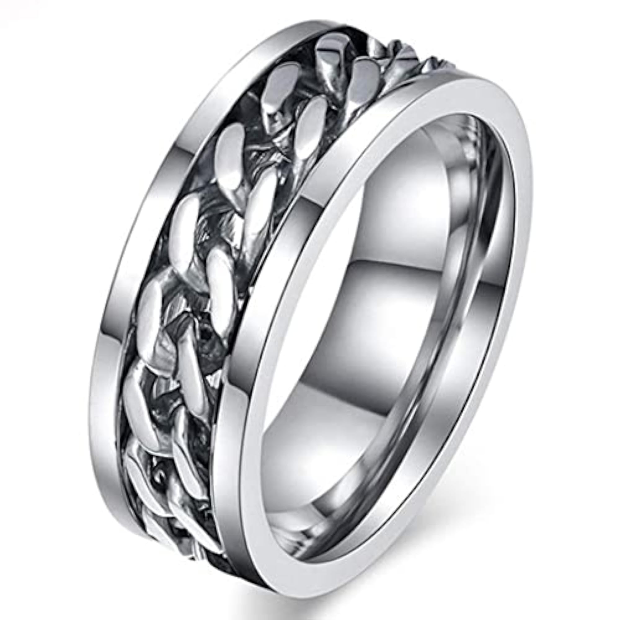 Men's Stainless Steel Adjustable Proposal Band Ring, Stylish Combo