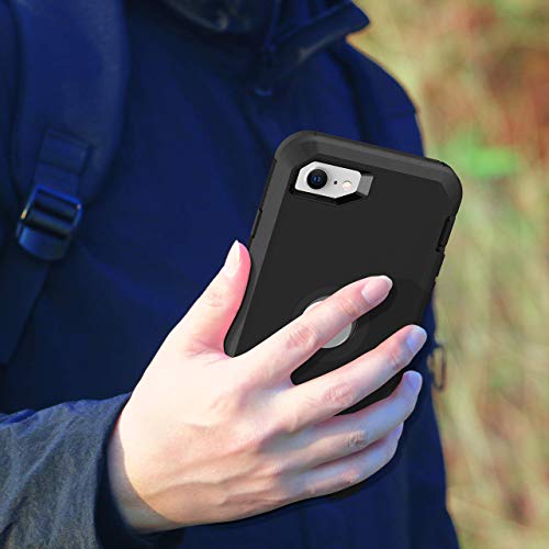 Mxx Iphone Se 2022 / Se 2020 Heavy Duty Protective Case With Screen Protector [3 Layers] Rugged Rubber Shockproof Protection Cover & Rotating 360 Degree Belt Clip For Apple Iphone Se 2020 2022(Black) #TOP7