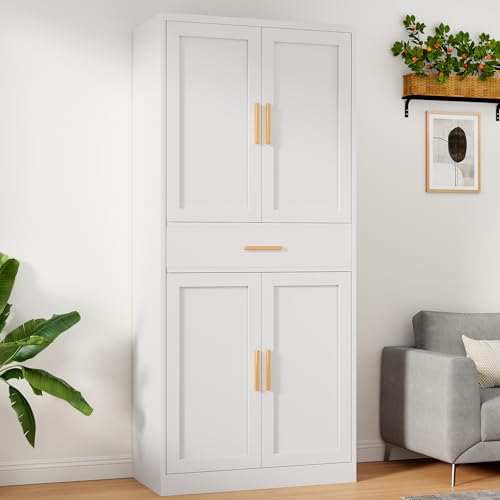 Image of 71 inch Metal Storage Cabinet with 1 Drawer, 2 Adjustable Shelves