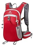Mochila de Hidratação 2L Premium, Impermeável, com Bolsos Múltiplos e Apito de Emergência para Trilhas, Bike, Corrida, Camel bag (Vermelho)
