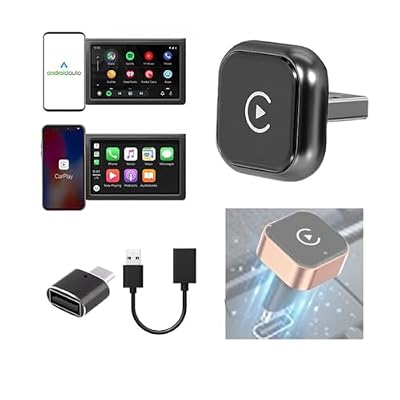 Bgyhdusim Wireless CarPlay & Android Auto Adapter for Citroen C4 Spacetourer 2017-2022,Ultra Mini Dongle Converts Easy Setup Plug and Play,Black