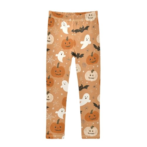 Girls Leggings Halloween Pumpkin Ghost Kids Length Leggings Pants Toddler Athletic Soft Bat Orange Tights Trousers 4T