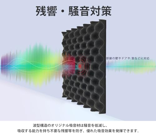 Saiqiang 吸音材 きゅうおん材 防音 壁 吸音パネル 防音シート 30*30*2.5cm 吸音対策 消音 騒音 防音 吸音パネル 室内装飾 楽器 の商品画像 1