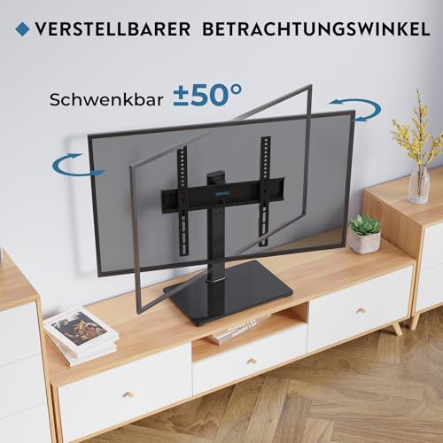 BONTEC TV Ständer Höhenverstellbar, Schwenkbar Fernsehständer für 24-60 Zoll LCD LED OLED Fernseher bis 45 KG, Max. VESA 400x400, Universeller TV Standfuß mit Kabelmanagement