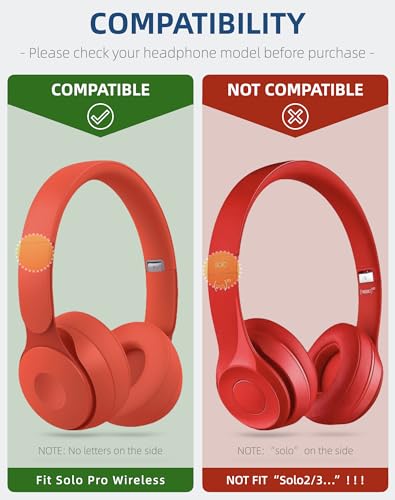 Replacement Earpads for Beats Solo Pro (Red) | Almohadillas auriculares de cuero protein para Beats Solo Pro. Cómodo, duradero y aislante de ruido. miniatura 2