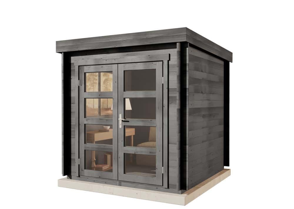 Alpholz Gartenhaus Paloma Petit aus Holz 230x230cm in Anthrazitgrau mit 28 mm Wandstärke inkl. Fußboden
