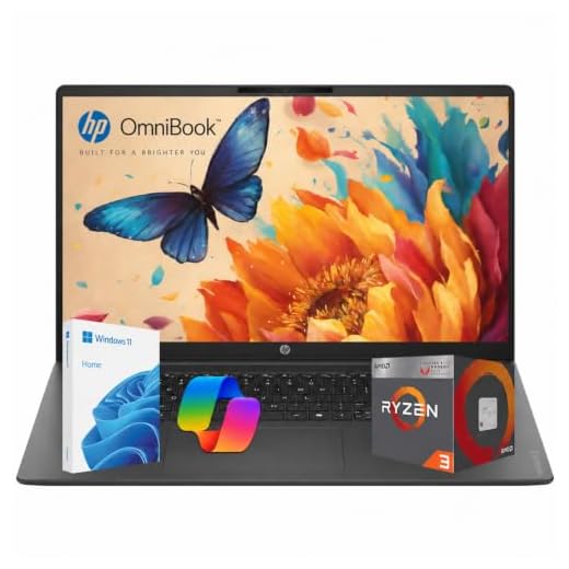 HP OmniBook 3 17.3" FHD, Backlit Keyboard Laptop, AMD Ryzen 3(Beats Ryzen 5 3500U), 8GB DDR5 RAM, 512GB SSD, AMD Radeon 610M Graphics, Wi-Fi 6, HDMI, Windows 11 Home, 1080p FHD Webcam, Fast Charge