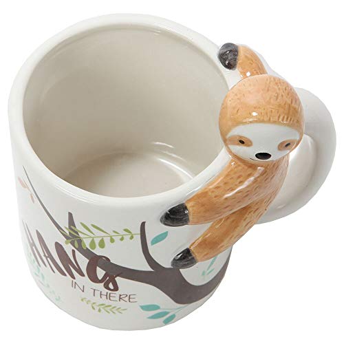 Lily's Home Hang In There Lazy Sloth 3D Animal Mug. Ceramic Cup For Sloth Lovers.10 Oz. #TOP3