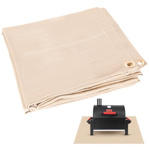 UMONIE 40'x 40' Fire Pit Mat - Fireproof & Heat Resistant Wood Stove Mat for Deck, Patio, Lawn - Fiberglass Insulation Floor Protector for Camping, BBQ, Tent Stoves
