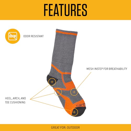 Carhartt Kid's SC9050J Midweight Synthetic-Merino Wool Blend Crew Sock2