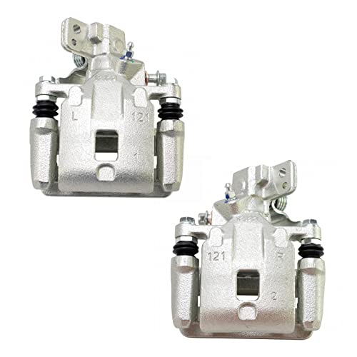 Image of TRQ Rear Brake Caliper Set Zinc Coated Brackets Hardware Compatible with 2016-2018 Mazda CX-3