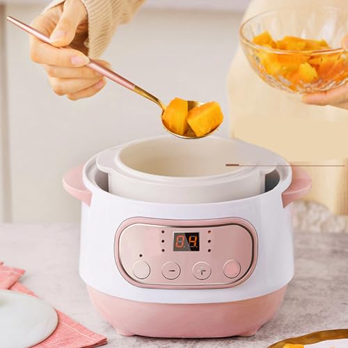 Garsent Mini Pentola per Stufato in Ceramica con Preimpostazioni e Timer Integrato, Piccola Pentola a Cottura Lenta con Coperchio, 1 L, Pentola Elettrica per Stufato, Pentola per (Spina